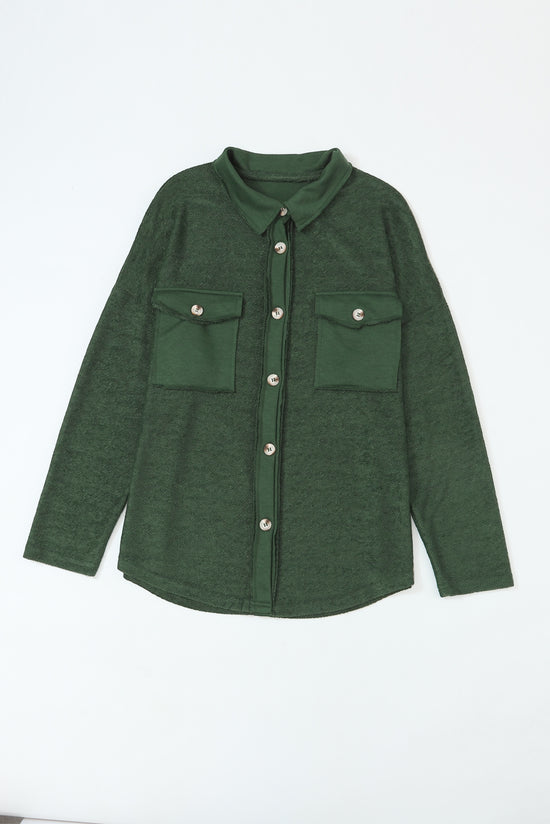 Green casual jacket with contrasting flap pockets