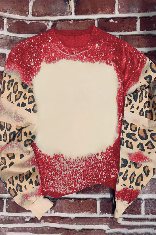 Bright Red Tie Dye Leopard Drop Shoulder Sweatshirt