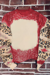 Sudadera de leopardo de tip-dye rojo brillante con hombros caídos