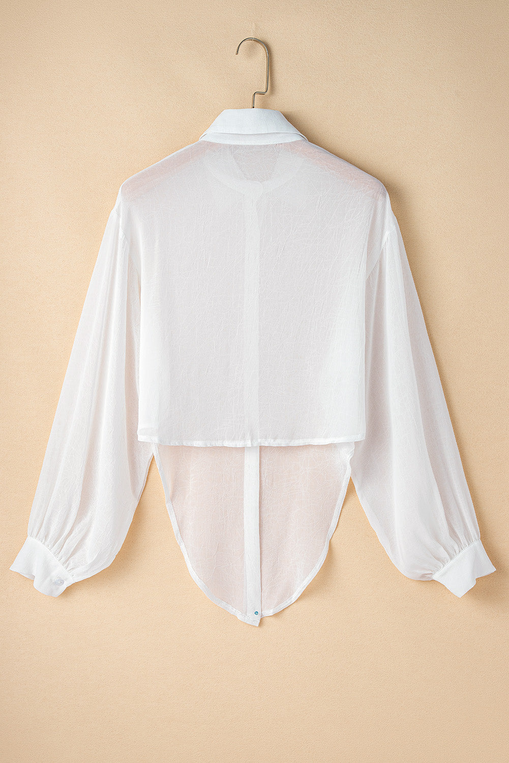 Chemise transparente blanche unie nouée sur le devant, coupe ample-A WOMAN WE LOVE