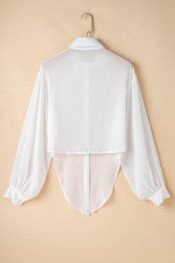 United white transparent shirt tied on the front, loose cut