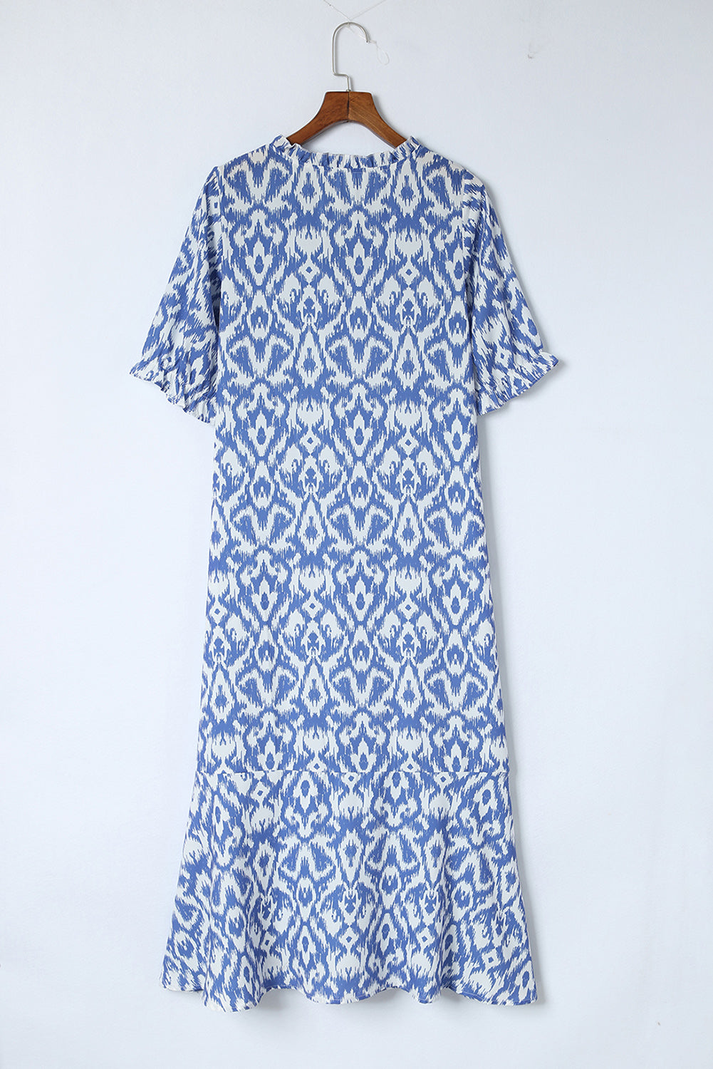 Sky Bleu V Neck Casual Casual Geometric Print Maxi Robe