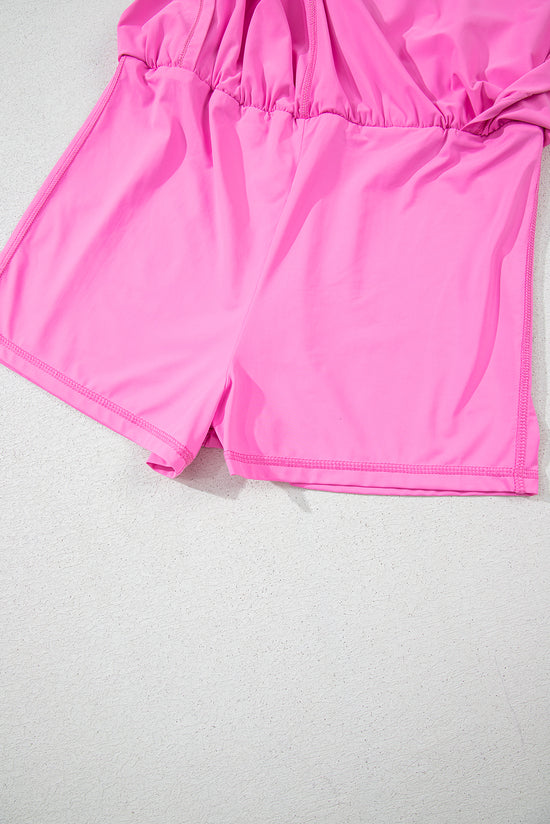 Combi-short uni rose sans manches *