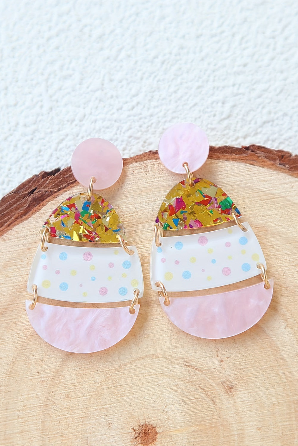 Boucles d'oreilles pendantes roses en forme d'œuf de Pâques imprimées-A WOMAN WE LOVE