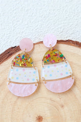 Boucles d'oreilles pendantes roses en forme d'œuf de Pâques imprimées-A WOMAN WE LOVE