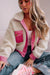 Multicolor Sherpa Corduroy Button-Down Cropped Jacket