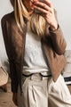 Blouson aviateur coupe slim en similicuir marron uni avec fermeture éclair-A WOMAN WE LOVE