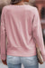 Long sleeve top and pink V -collar with ribbed texture and lace border