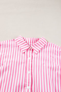 Oversize shirt with pink stripes *