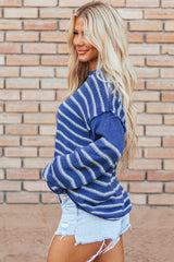 Pull décontracté à rayures bleu ciel *