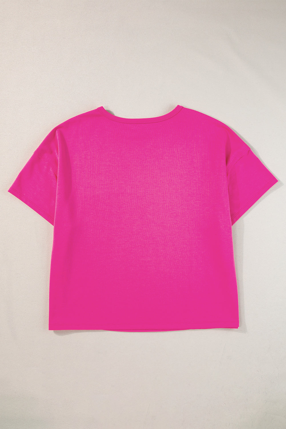 Camiseta de costura expuesta de bolsillo rosa rosa