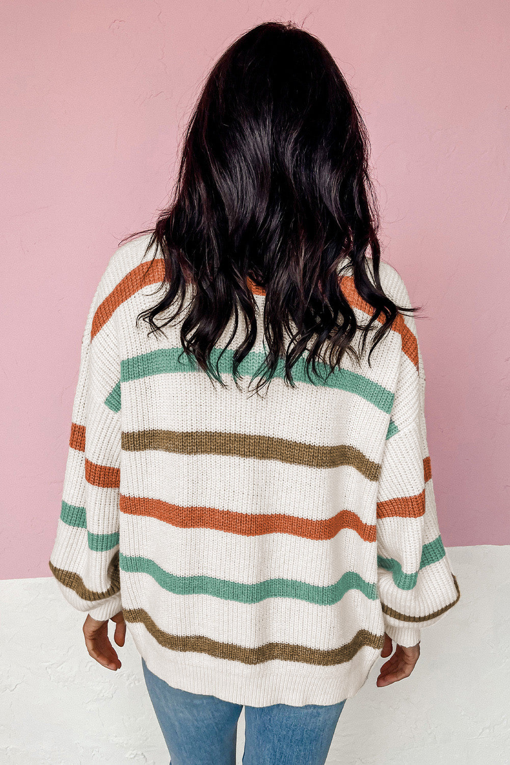 BEIGE DROP GLI SCRIPE STRIPE MWATH CARDIGAN