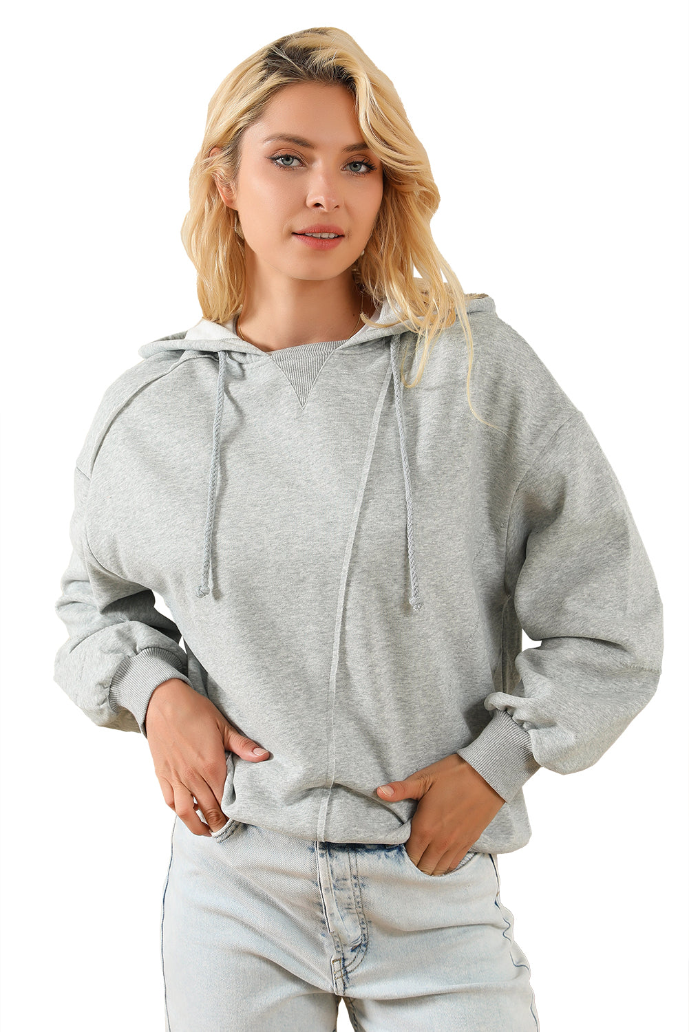 Patchwork actif gris Détail à sweat à sweat d'hiver chaud