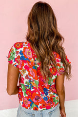 Sweeping -collar up with bright red flower