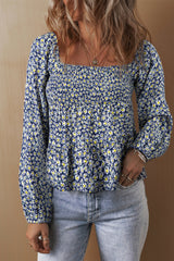 Chemisier bleu bohème imprimé floral *-A WOMAN WE LOVE