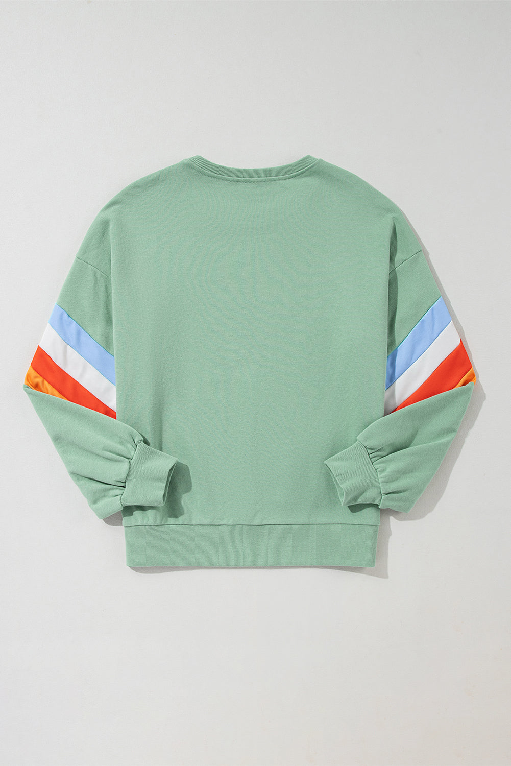 Mondlicht Jade Regenbogen gestreiftes Ärmel Crew Hals Lose Sweatshirt