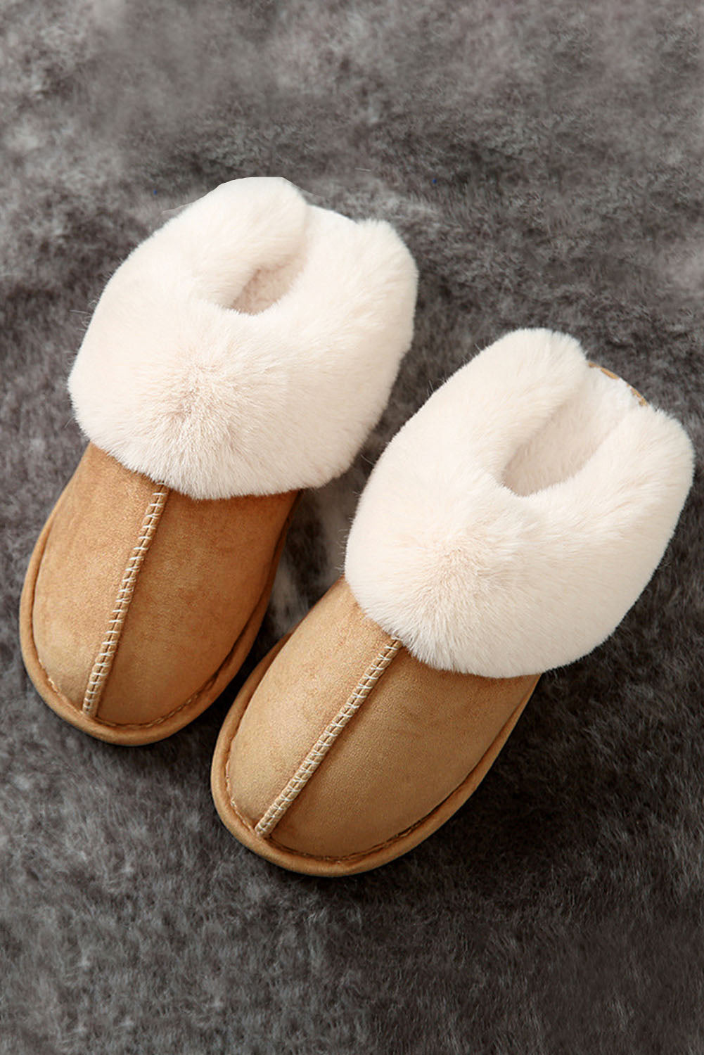 Zapatillas para casas de invierno de gamuza de peluche de camello