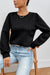 Black Textured Puff Sleeve Twist Sweatshirt