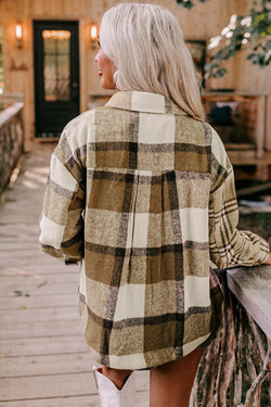 Parchment - Contrasting checkered jacket with flap pocket and patchwork