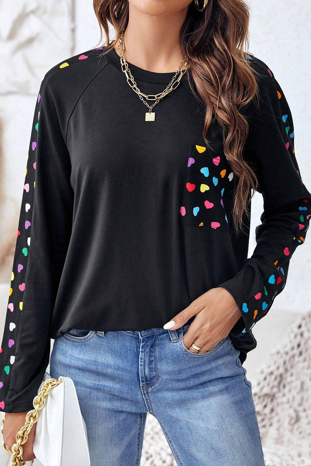 Black's San Valentino Love Hearts Raglan Sleeve Top