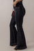 Black high waisted flared jeans with button front