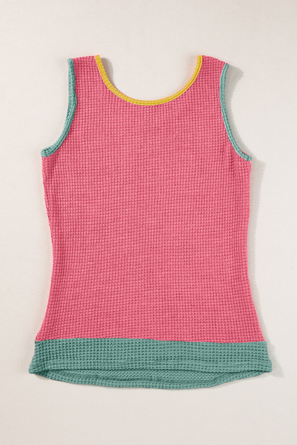 Erdbeerrosa Farbblock geflicktem Taschenmessstrick Tanktop