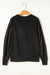 Plain black sweatshirt with patchwork sleeves and round neck