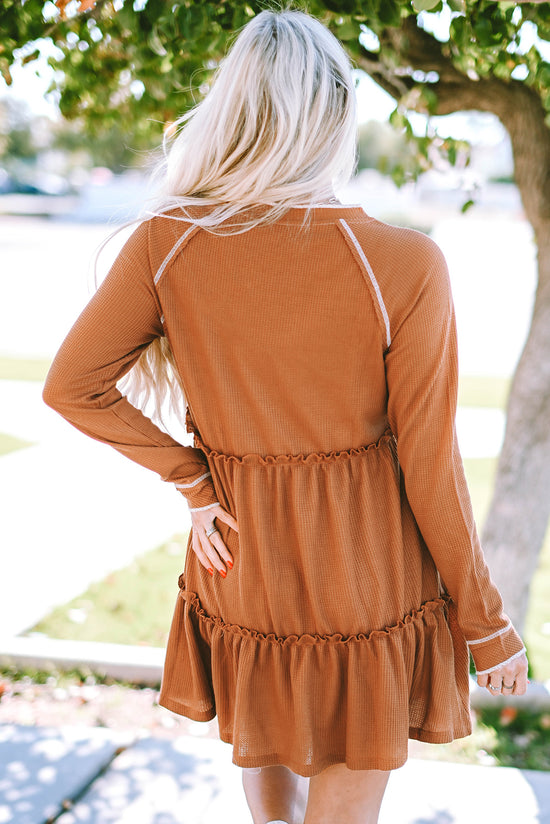 Right-style mini-ruffled and long sleeves