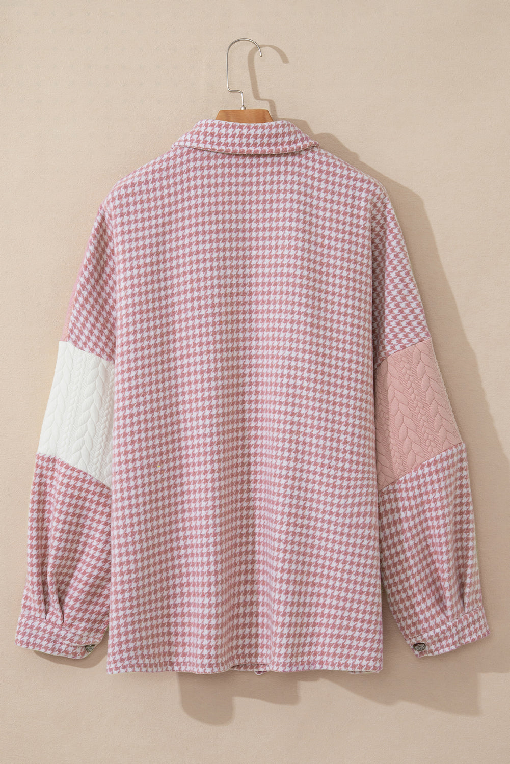 Pink Hound tooth Farbkontrast strukturierte Patchwork lose Shacket