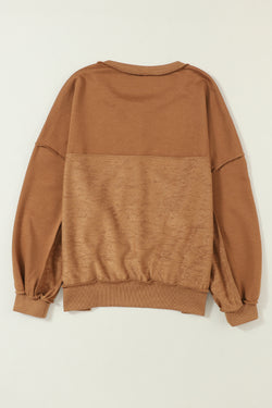 Brown shoulder brown and Henley sweatshirt