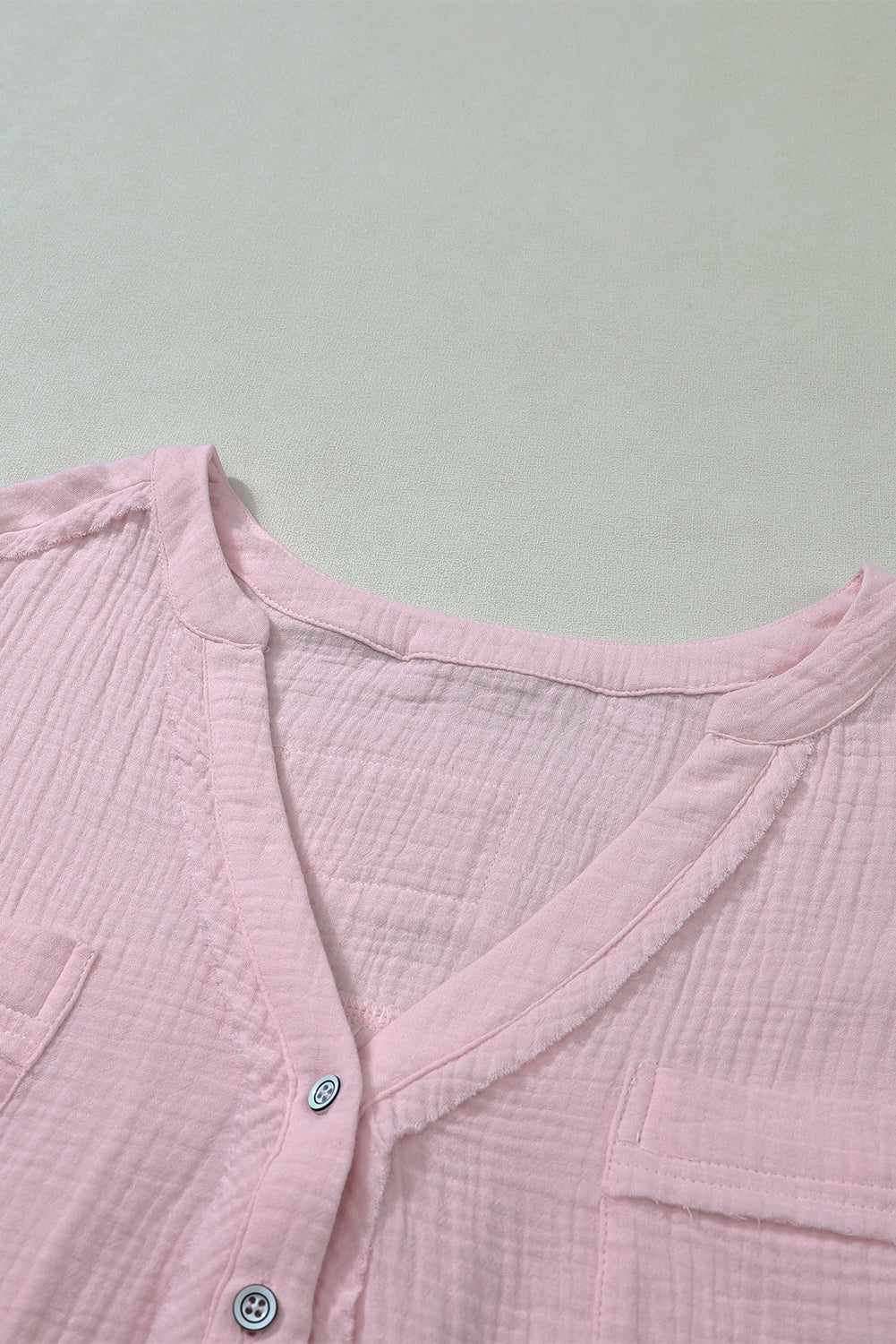 Henley top split a manica lunga intrecciata rosa