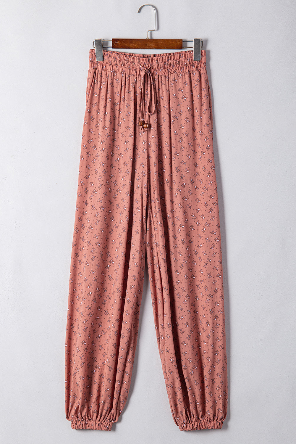 Pink Boho florale gedruckte Weitbein -Joggerhose