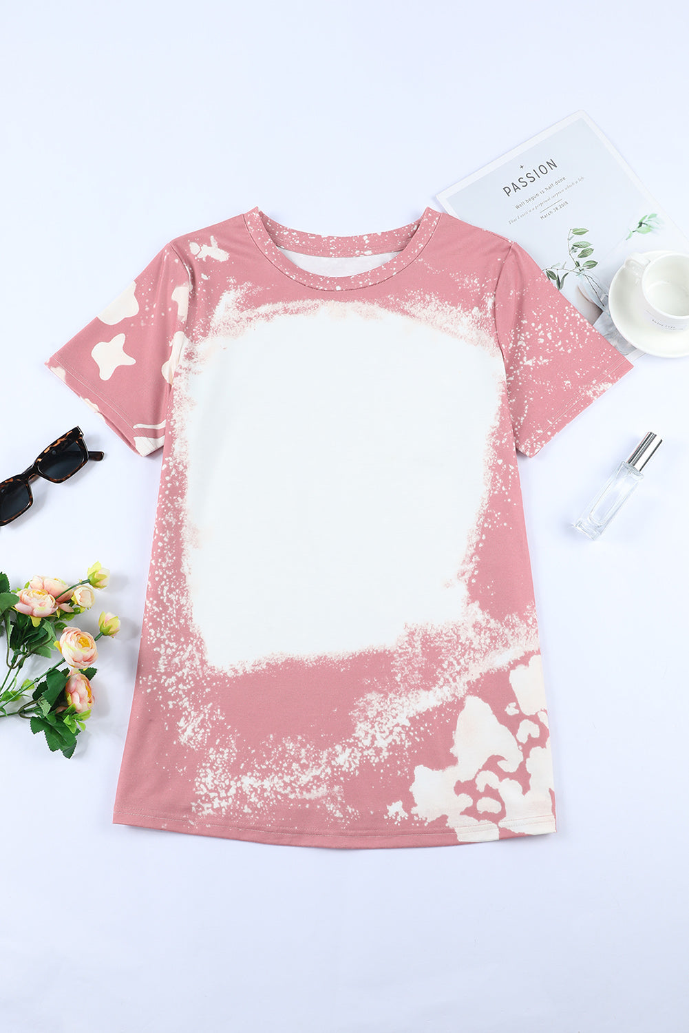 Tie-Dye Rose-Dye white-colored short-colored t-shirt