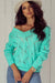 Green Pull Mint en Openwork Knit en V * Collar