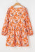 Mid-length orange dress with floral print, large size *