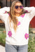 Plus Size White Drop Shoulder Crochet Flower Knit Sweater