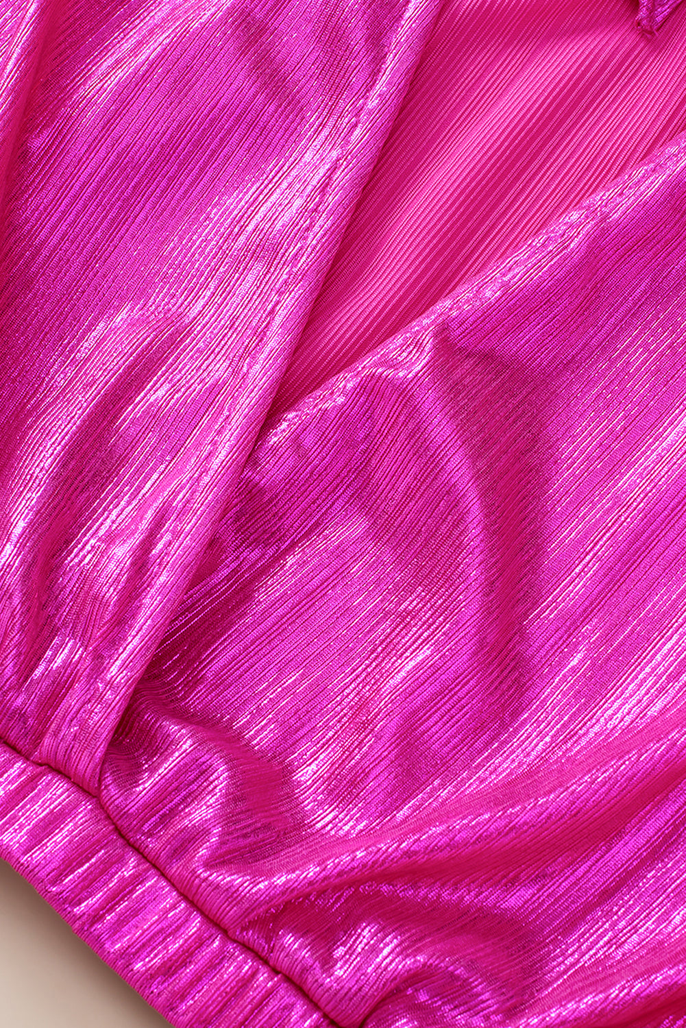 Maniche arricciate rosa brillante blusa senza schienale annodata