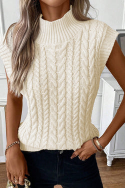 High collar sweater in twisted oats *