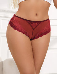 Culotte dentelle bordeaux avec ouverture dos et anneau cœur