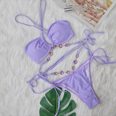 Maillot de Bain Bijoux – Élégance et Raffinement Violet