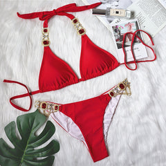 Maillot de Bain Bijoux – Élégance et Raffinement Rouge