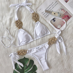 Bikini swimsuit with braided rope details *