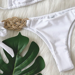 Bikini swimsuit with braided rope details *