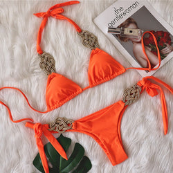 Bikini swimsuit with braided rope details *