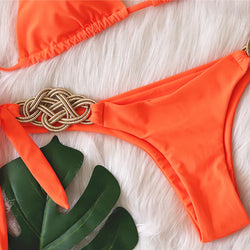 Bikini swimsuit with braided rope details *