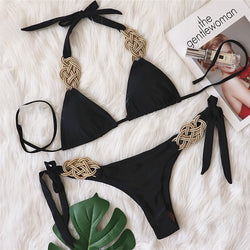 Bikini swimsuit with braided rope details *