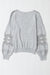 Gray V-neck Hollow Lace Splicing Loose Sweater