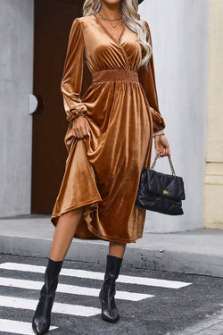 MIDI MIDI CAMEL WORK WELL TO HIGH TAKE TO HIGH AND SMOCKEED TO V -collar