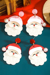 Boucles d'oreilles père noël, décor de perles blanches brillantes, mignonnes-A WOMAN WE LOVE