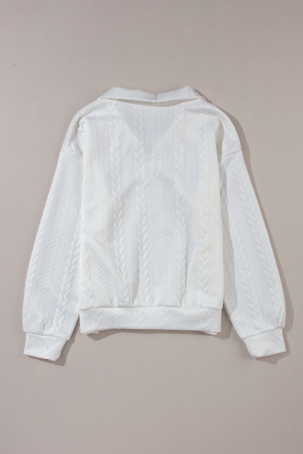 Sudadera texturizada con cable blanco con cremallera